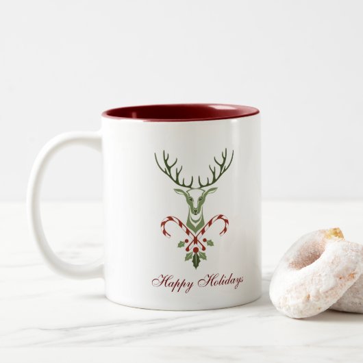 Holiday Stag Mug Zweifarbige Tasse (Mit Donut)