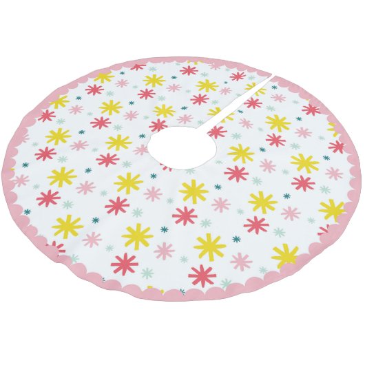 Holiday Stars Tree Skirt Polyester Weihnachtsbaumdecke (Schrägansicht)