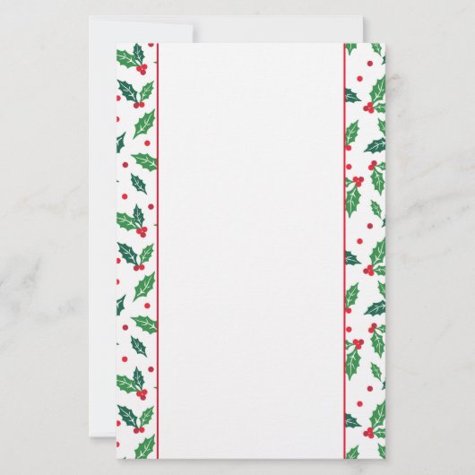 Holiday Stationery Paper-Holly Briefpapier (Vorderseite)