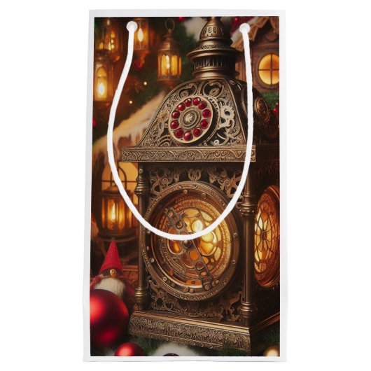 Holiday Steampunk Verziert Santa's Lantern Kleine Geschenktüte (Vorderseite)
