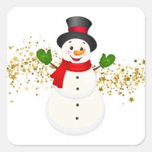 Holiday Stickers-Snowman Quadratischer Aufkleber