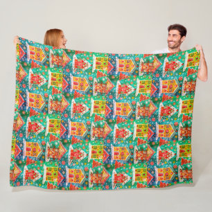 Holiday Stoff mit Inginger Brothaus und Ornamente Fleecedecke