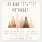 Holiday Stovetop Potpourri Geschenketikett Quadratischer Aufkleber (Vorderseite)