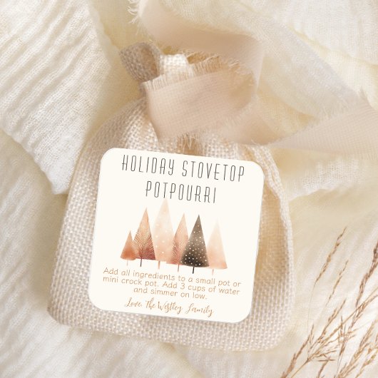 Holiday Stovetop Potpourri Geschenketikett Quadratischer Aufkleber