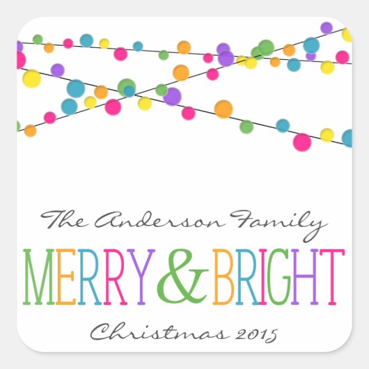 Holiday String Lights Merry Bright Holiday Sticker (Vorderseite)