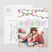 Holiday String Lights Merry Bright Postkarte (Vorne/Hinten)