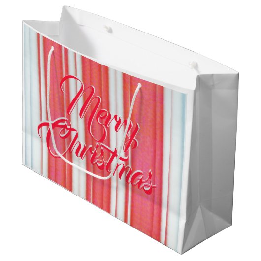 Holiday Stripes Große Geschenktüte (Vorderseite Schrägansicht)
