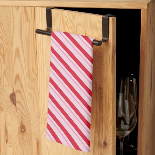Holiday Stripes Red and Pink Kitchen Towel Geschirrtuch (Drittel gefaltet)
