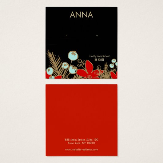 Holiday Study Earring Display Card (Vorne & Hinten)