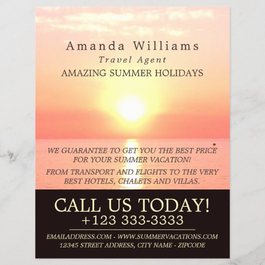 Holiday Sunset, Travel Agent Advertising Flyer (Vorne)
