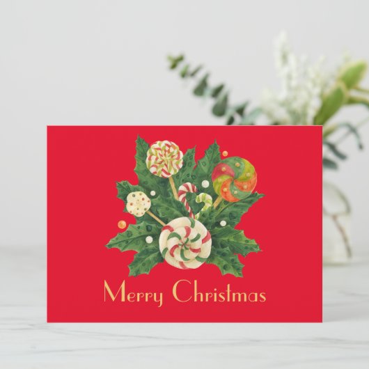 Holiday Süßigkeiten Bouquet Feiertagskarte (Stehend Vorderseite)