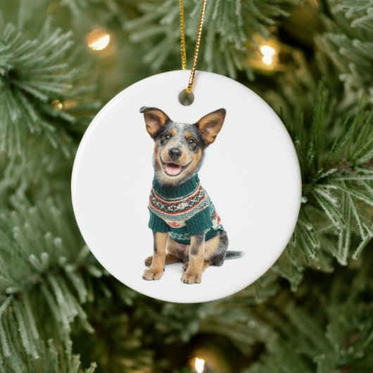 Holiday Sweater Cattle Dog Keramik Ornament (Baum)