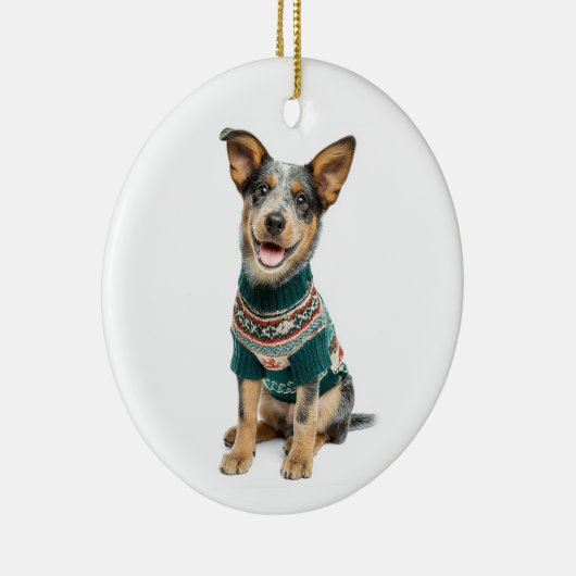 Holiday Sweater Cattle Dog Keramik Ornament (Rechts)