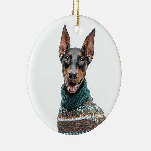 Holiday Sweater Doberman Keramik Ornament (Rechts)