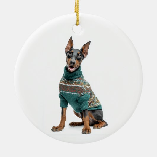 Holiday Sweater Doberman Keramik Ornament (Hinten)