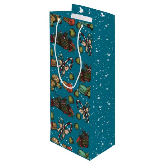 Holiday Sweets- Ice (Color) Geschenktüte Für Weinflaschen (Rückseite Schrägansicht)