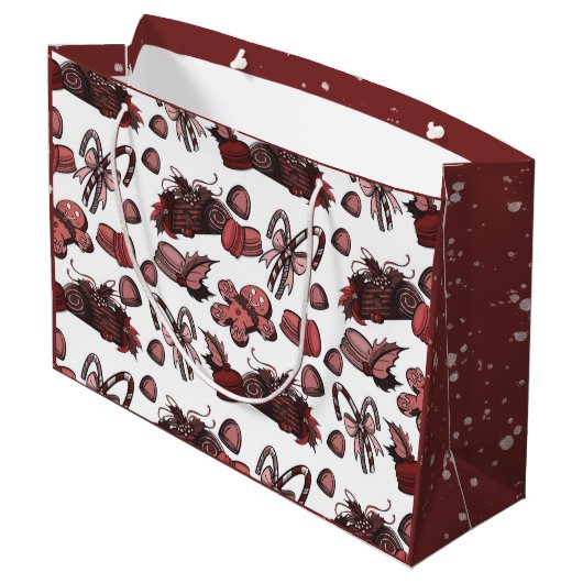 Holiday Sweets- Peppermint (Solid) Große Geschenktüte (Rückseite Schrägansicht)