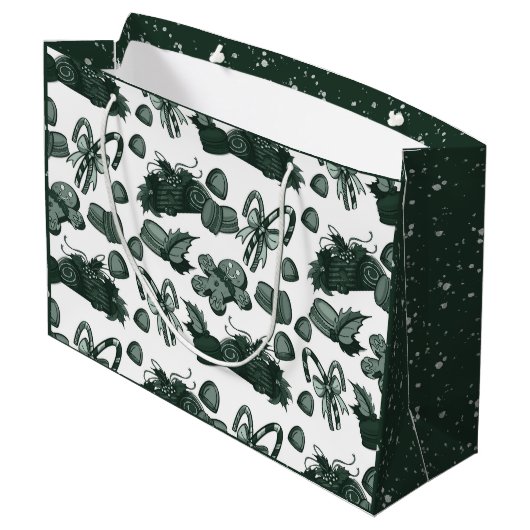 Holiday Sweets- Pine (Solid) Große Geschenktüte (Rückseite Schrägansicht)