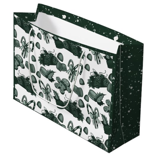 Holiday Sweets- Pine (Solid) Große Geschenktüte (Vorderseite Schrägansicht)