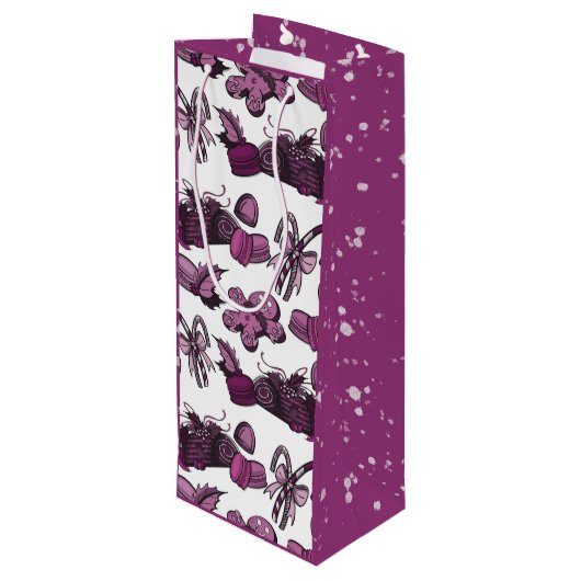 Holiday Sweets- Sugar Plum (Solid) Geschenktüte Für Weinflaschen (Rückseite Schrägansicht)