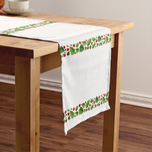 Holiday Table Runner Holly Garland Kurzer Tischläufer (Beispiel)