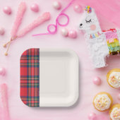 Holiday Tartan Kariert Festivals Zwei Tone Rot Sch Pappteller (Party)