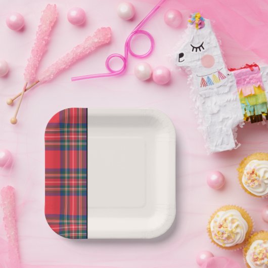 Holiday Tartan Kariert Festivals Zwei Tone Rot Sch Pappteller (Party)