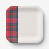 Holiday Tartan Kariert Festivals Zwei Tone Rot Sch Pappteller (Vorderseite)