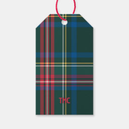 Holiday Tartan Kariert Red Initials Preppy Christm Geschenkanhänger