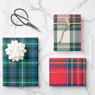 Holiday Tartan Kariert Weihnachtsfest Combo Geschenkpapier Set