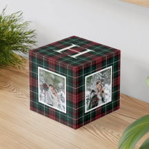 Holiday Tartan Monogram Foto Cube