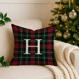 Holiday Tartan Monogram Kissen