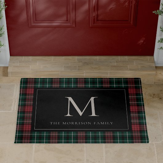 Holiday Tartan Monogram & Name Fußmatte