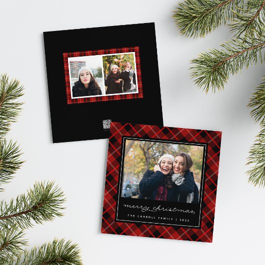 Holiday Tartan | Square Foto Card Feiertagskarte