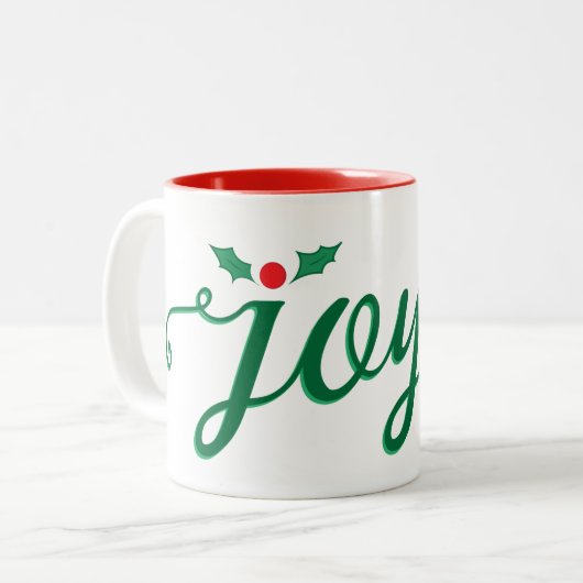 Holiday Tasse Join Script mit Holly Accent (Vorderseite Links)