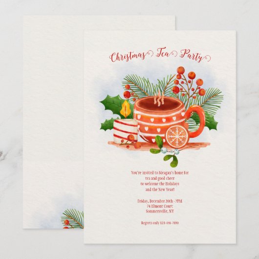 Holiday Tee Party Einladung (Vorne/Hinten)