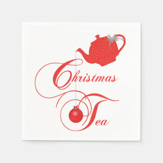 Holiday Tee Party Red Teapot Design Serviette