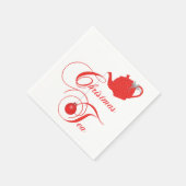 Holiday Tee Party Red Teapot Design Serviette (Ecke)