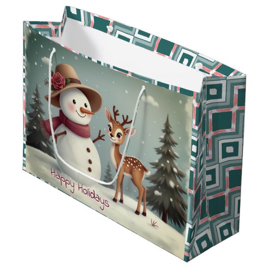 Holiday Themed Paper Große Geschenktüte (Vorderseite Schrägansicht)