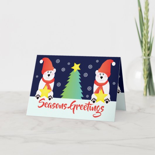 Holiday Themed Polar Bear Feiertagskarte (Vorderseite)