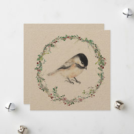 Holiday Tiny Chickadee Aquarellmalerei Feiertagskarte