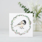 Holiday Tiny Chickadee Aquarellmalerei Feiertagskarte (Stehend Vorderseite)