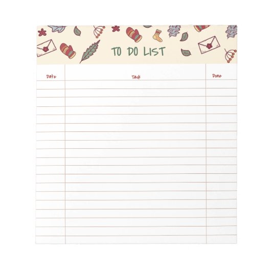 Holiday To-Do List Notepad Notizblock (Vorderseite)