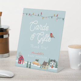 Holiday Town Blue Baby Duschkarten & Geschenke Sockelschild