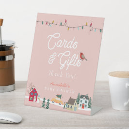 Holiday Town Pink Baby Duschkarten & Geschenke Sockelschild