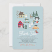 Holiday Town/Village Blue Baby Dusche Dankeskarte (Vorderseite)