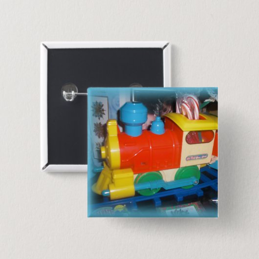 Holiday Train Square Button Weihnachts-Button (Vorne & Hinten)