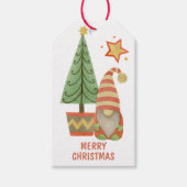 Holiday Tree Gold Star Gnome Geschenkanhänger (Vorderseite)