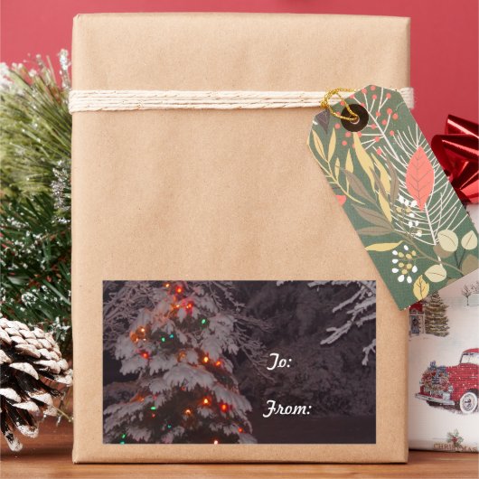 Holiday Tree Lights Winter Wonderland Geschenkstic Rechteckiger Aufkleber (Feiertag)