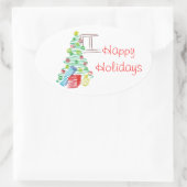 Holiday tree ovaler aufkleber (Tasche)